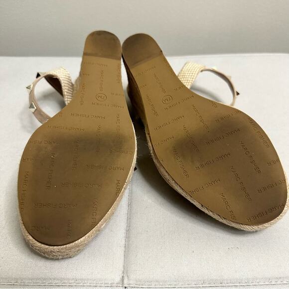 MARC FISHER SAKLINA ESPADRILLE STUDDED WEDGE SANDAL SHOE TAN WOMENS 7M - Picture 10 of 11